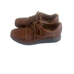 Clarks Mens Un Abode Ease‎ Oxfords Shoes Solid Brown Leather Lace Up 10